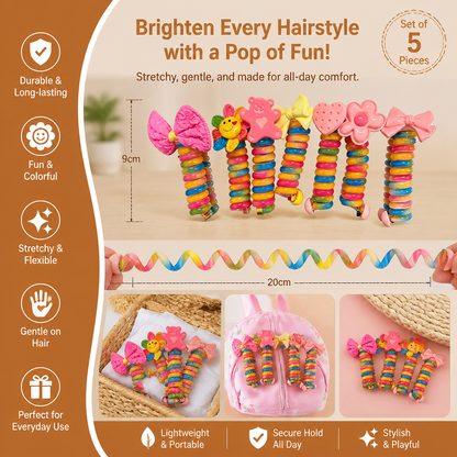 Stretchy Spiral Hair Ties for Girls in Seven Cute Styles for Braids Ponytails and Everyday Hairdos