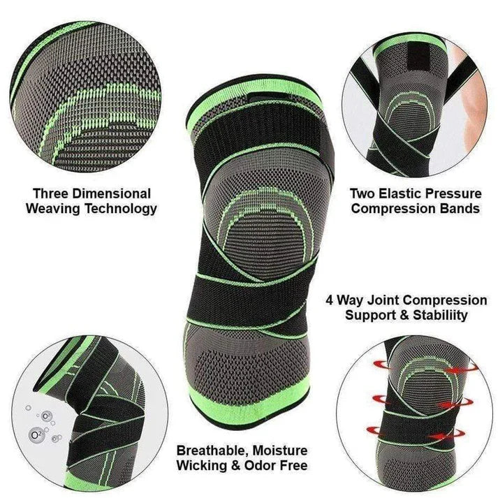 Knee Compression Sleeve with Four Adjustable Straps and Patella Support