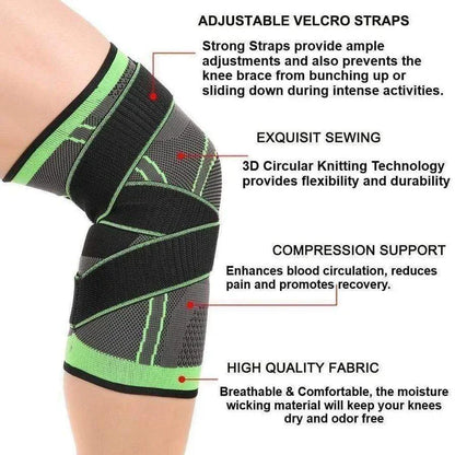 Knee Compression Sleeve with Four Adjustable Straps and Patella Support