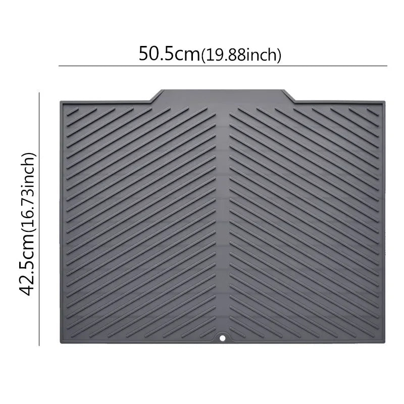 Dish Drying Mat with Dual Sided Grooves and Textured Grip Surface