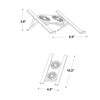 Foldable Laptop Stand with 360° Rotating Cooling Fans and Adjustable Height