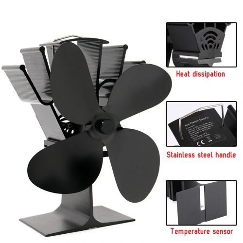 Thermoelectric Wood Stove Fan with 4 Blade Airflow and Automatic Heat Activation