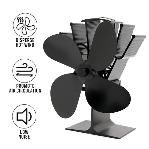 Thermoelectric Wood Stove Fan with 4 Blade Airflow and Automatic Heat Activation