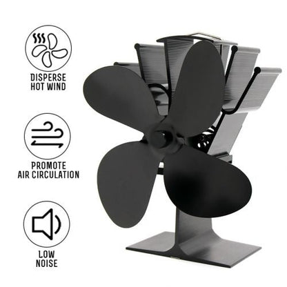 Thermoelectric Wood Stove Fan with 4 Blade Airflow and Automatic Heat Activation