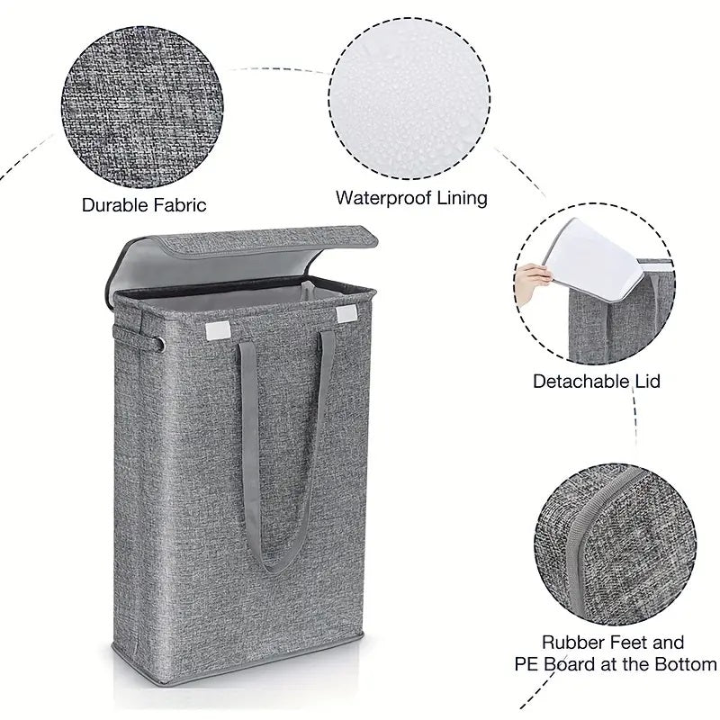 45L Slim Laundry Hamper with Lid