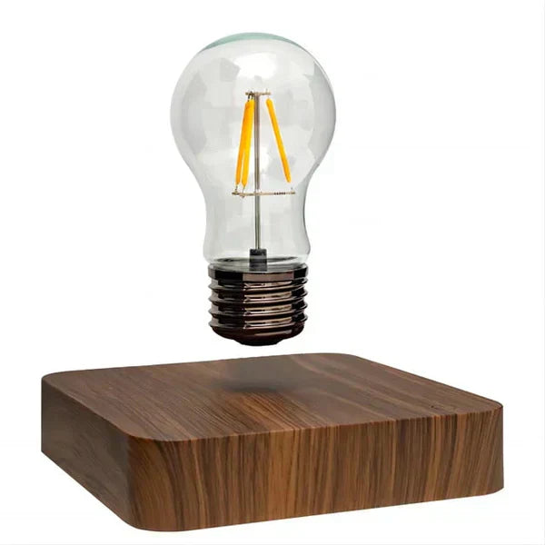 Floating Bulb Lamp with Walnut Wood Base and Magnetic Levitation, 50000 Hour LED