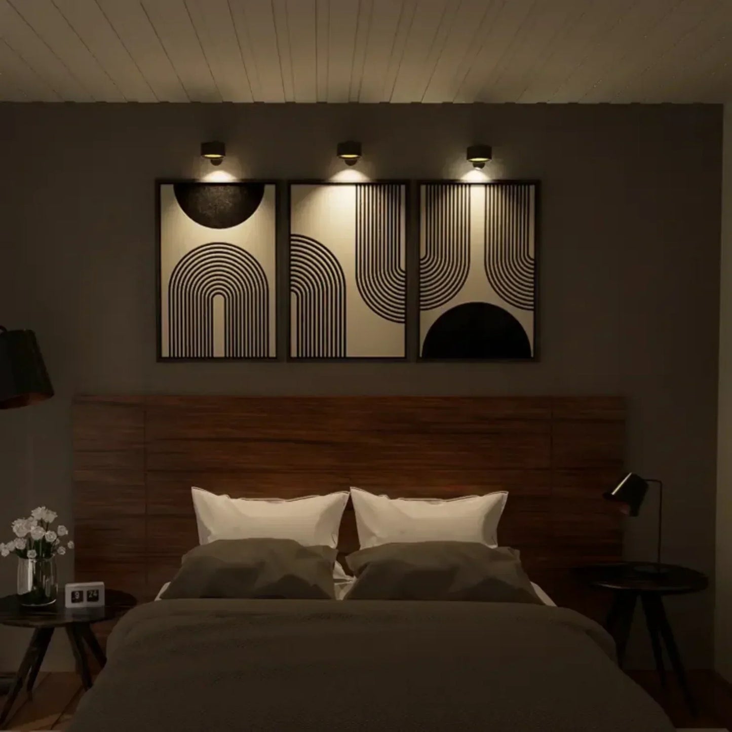 Cordless Magnetic Wall Lamp with 360° Rotation and Adjustable Brightness, 3 Color Temperatures
