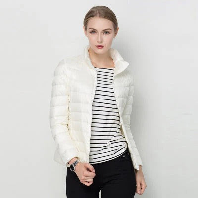 Womens Lightweight Jacket with Front Placket Closure in Nine Colors