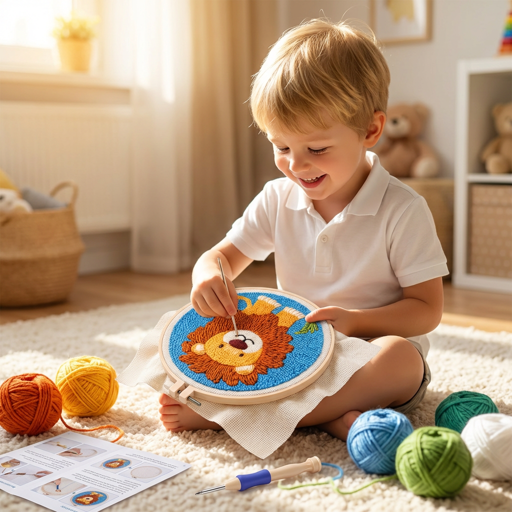 Beginner Punch Needle Embroidery Kit with Cute Animal Design Options