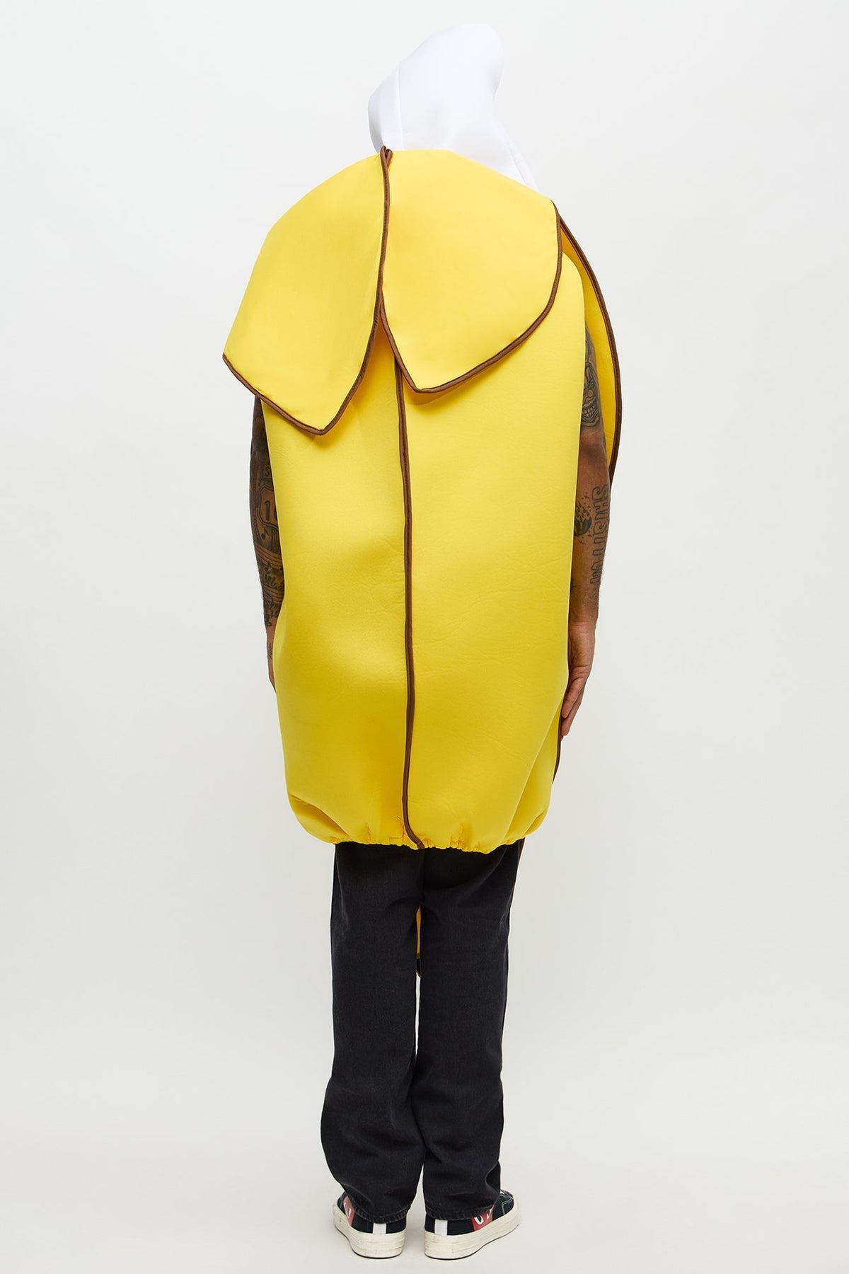 Pull on Banana Costume Tunic with Open Face Cutout for Adults