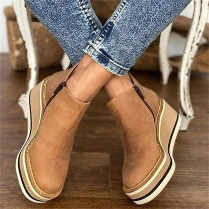 Side Zipper Ankle Boots with Grip Sole for Winter Wear