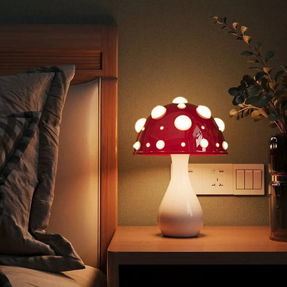 Dimmable Mushroom LED Table Lamp with Warm White Glow and Acrylic Dome