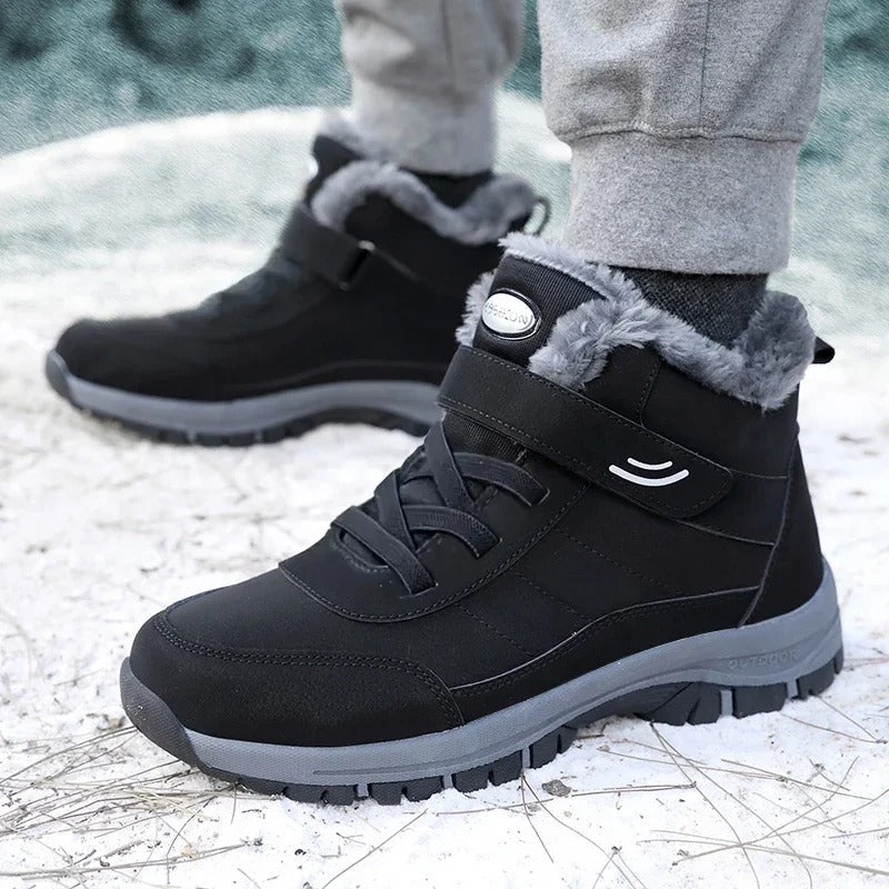 Women Ankle High Snow Boots with Waterproof Synthetic Leather and Anti-Slip Tread