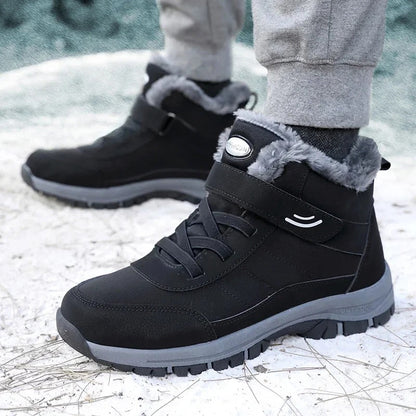 Women Ankle High Snow Boots with Waterproof Synthetic Leather and Anti-Slip Tread