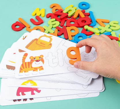 Colorful Letter and Picture Card Spelling Game That Matches Letters to Pictures for Preschoolers