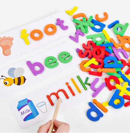 Colorful Letter and Picture Card Spelling Game That Matches Letters to Pictures for Preschoolers