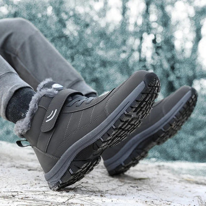 Women Ankle High Snow Boots with Waterproof Synthetic Leather and Anti-Slip Tread