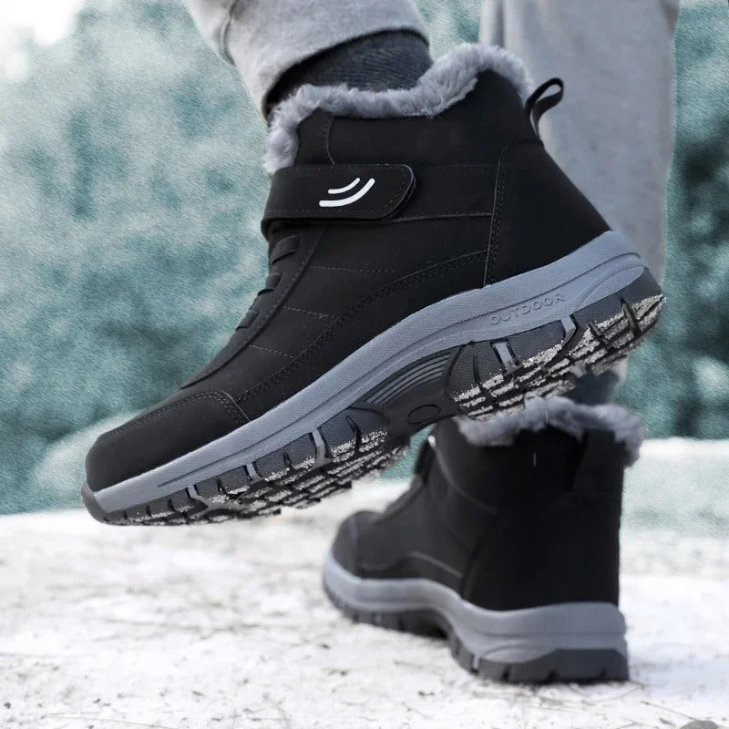 Women Ankle High Snow Boots with Waterproof Synthetic Leather and Anti-Slip Tread