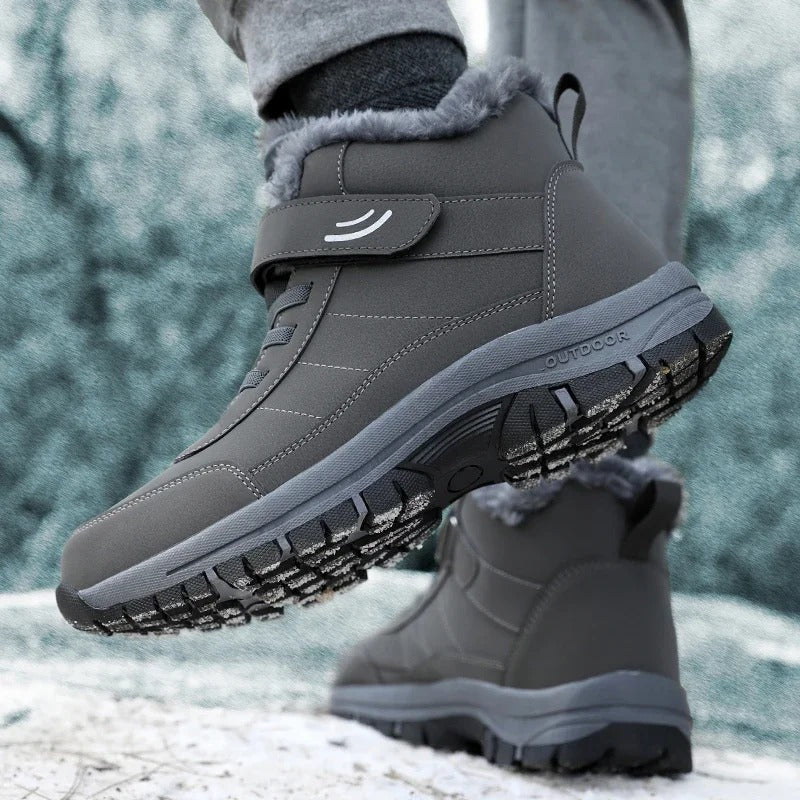 Women Ankle High Snow Boots with Waterproof Synthetic Leather and Anti-Slip Tread
