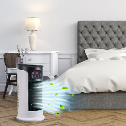 Portable Evaporative Air Cooler with Swing Mode and Water Tank, 6-Speed Fan