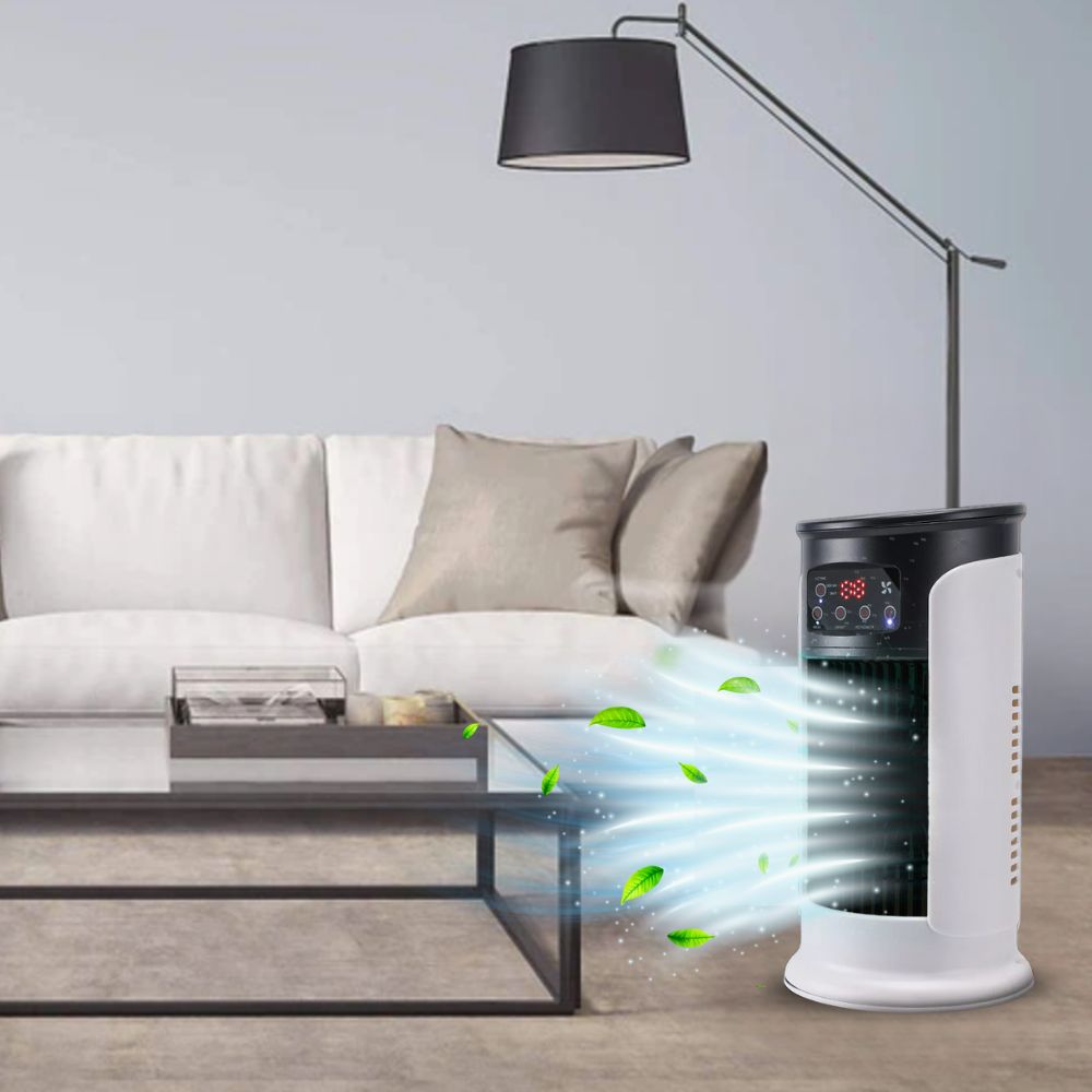 Portable Evaporative Air Cooler with Swing Mode and Water Tank, 6-Speed Fan