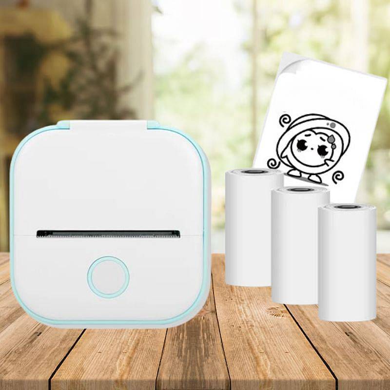 Mini Printer Innkless Portable Mini Printer with Bluetooth and Inkless Thermal Printing ...