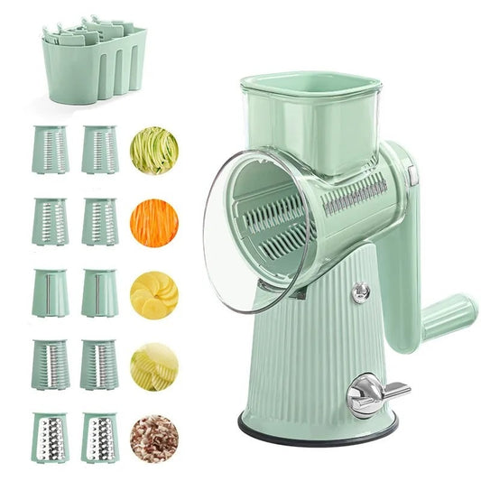 Manual Vegetable Grater with Protected Blade Chamber and Multiple Grating Options