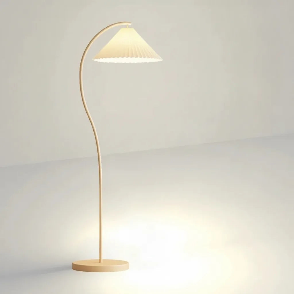 Bogenlampe mit Plissee-Schirm für Wohnzimmer -    Zorenza