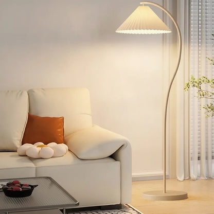 Bogenlampe mit Plissee-Schirm für Wohnzimmer -    Zorenza