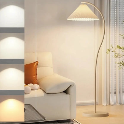 Bogenlampe mit Plissee-Schirm für Wohnzimmer -    Zorenza