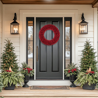 Sparkling Berry Christmas Wreath in Two Tone Red 20 Inch