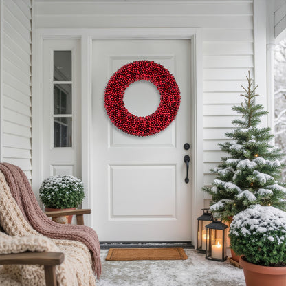 Sparkling Berry Christmas Wreath in Two Tone Red 20 Inch