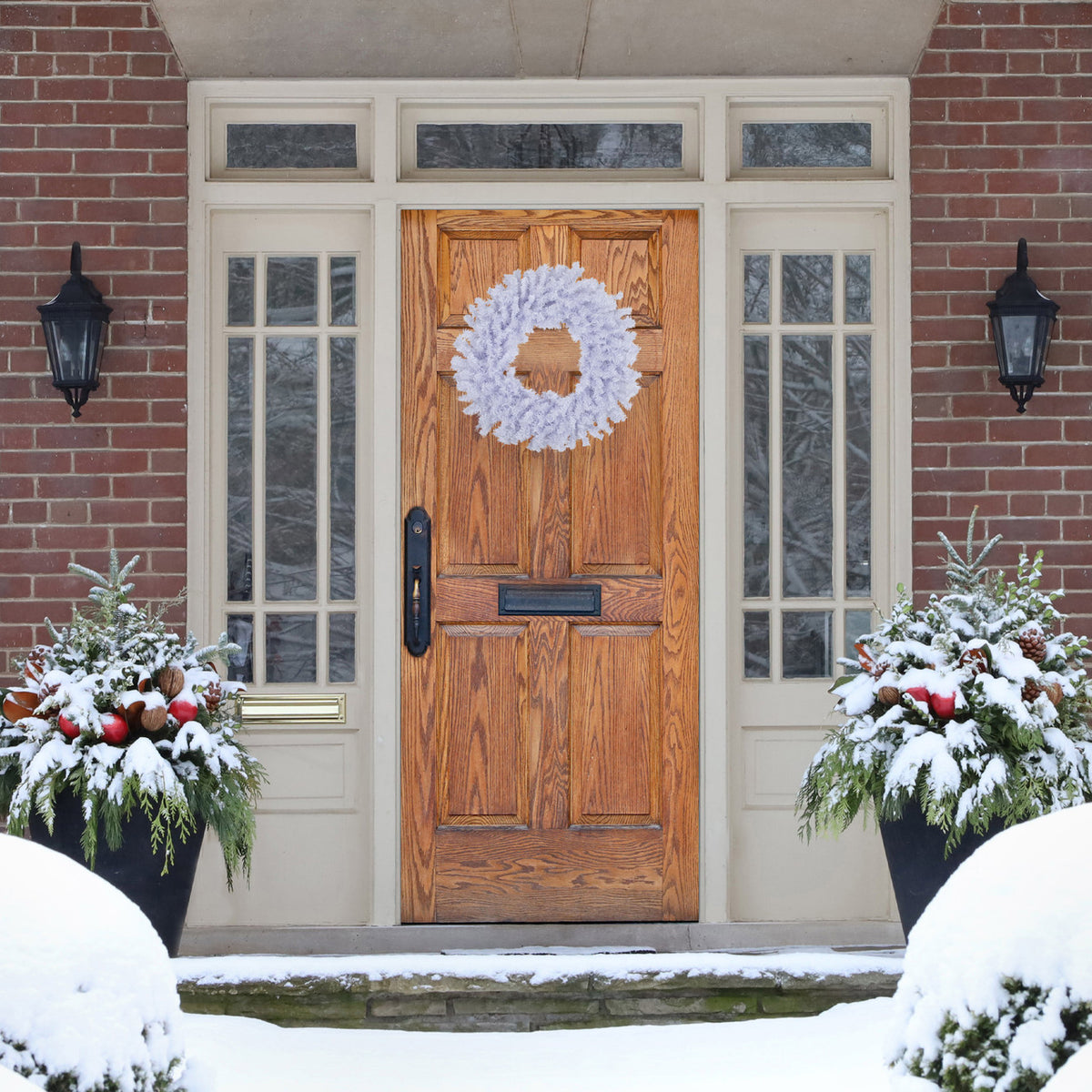 Petite White Holiday Wreath with Bendable Branches 20 Inch Unlit