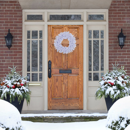 Petite White Holiday Wreath with Bendable Branches 20 Inch Unlit