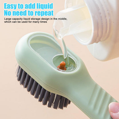 Shoe Cleaning Brush Set of 2 with Refillable Liquid Dispensing Handle and Soft Bristles