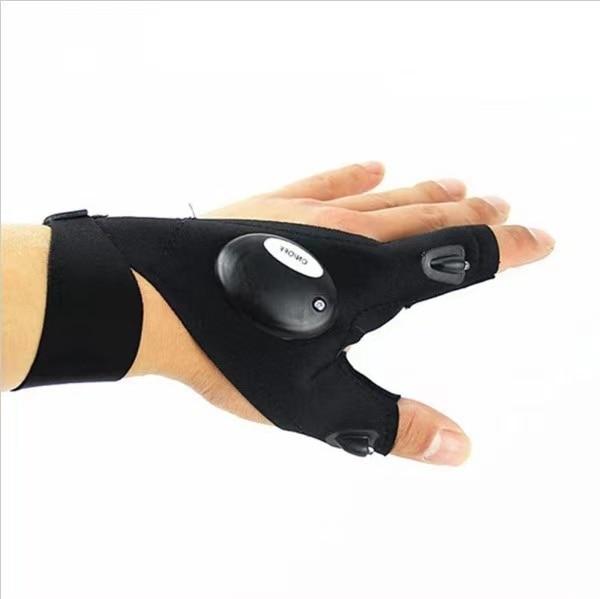 LED Flashlight Gloves with Dual Finger Lights and Adjustable Strap for Hands Free Work
