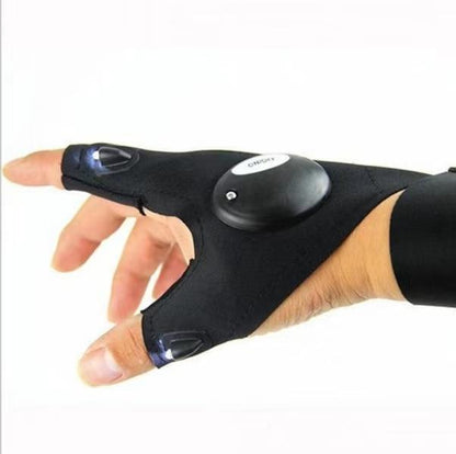 LED Flashlight Gloves with Dual Finger Lights and Adjustable Strap for Hands Free Work