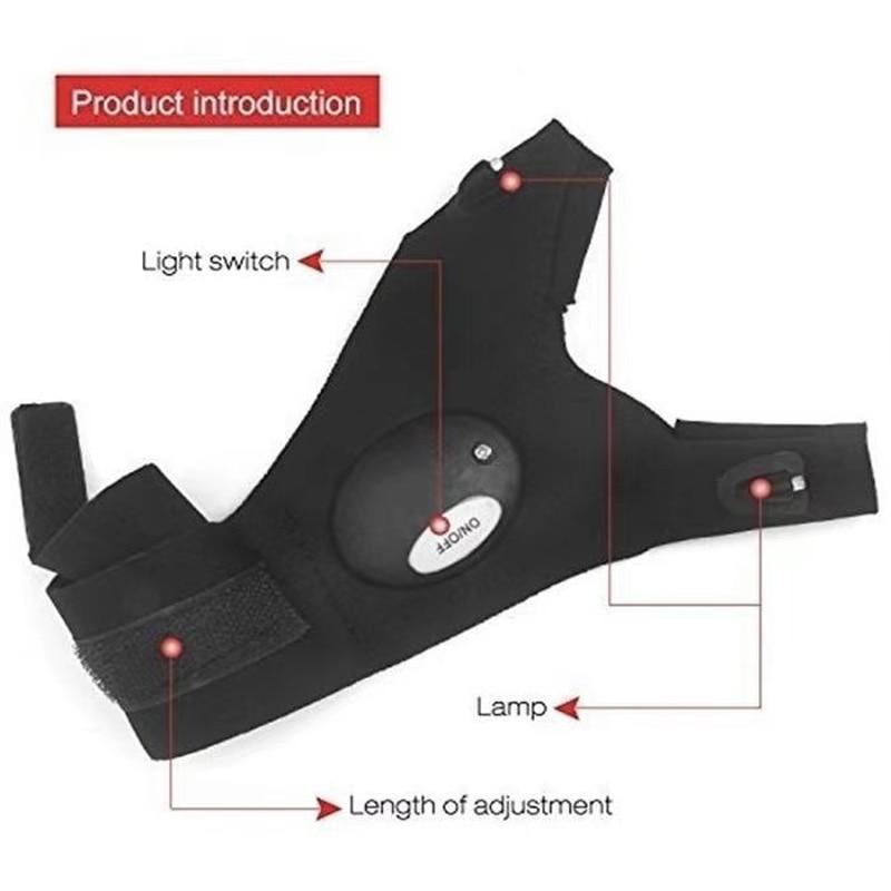 LED Flashlight Gloves with Dual Finger Lights and Adjustable Strap for Hands Free Work