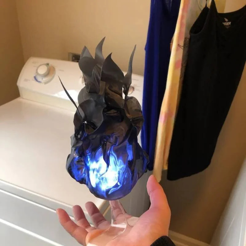 Handheld LED Fireball Prop with Two Tone Shell and Floating Look for Wizard and Witch Costumes