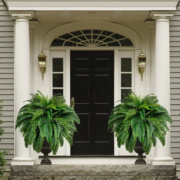 Artificial Boston Fern Set with UV Resistant Polyethylene and Realistic Fronds, 18 Pack