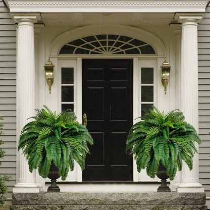 Artificial Boston Fern Set with UV Resistant Polyethylene and Realistic Fronds, 18 Pack
