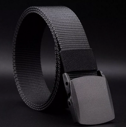 Mens Nylon Canvas Web Belt with Hook and Loop Adjustment and Plastic Cam Buckle
