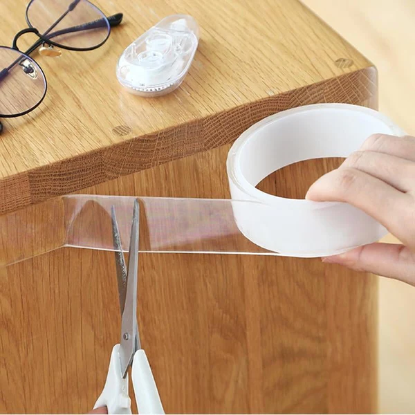 Double Sided Nano Adhesive Tape with Transparent Gel and Reusable Grip for Wall Mounting