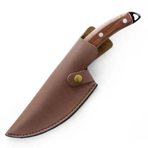 Alloy Kitchen Knife with Cherry Wood Handle and Finger Hole Design