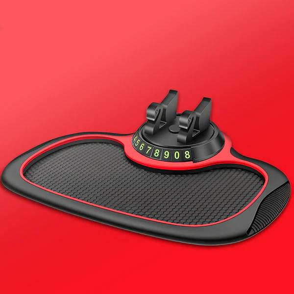3 in 1 Car Dashboard Phone Mat with Non Slip Base, Rotating Holder and Parking Number Digits