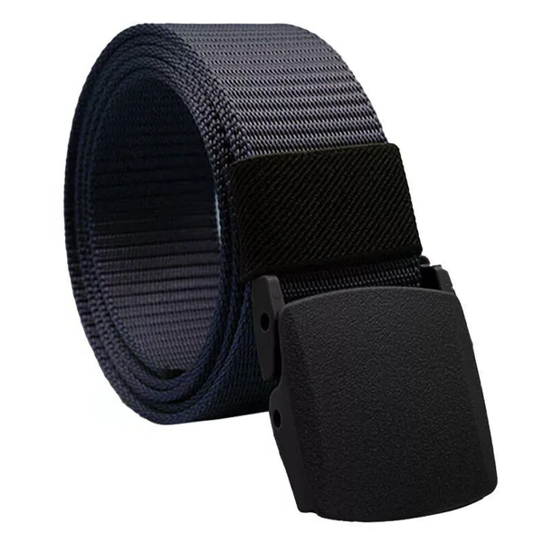 Mens Nylon Canvas Web Belt with Hook and Loop Adjustment and Plastic Cam Buckle