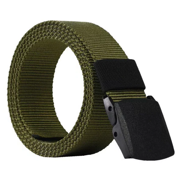Mens Nylon Canvas Web Belt with Hook and Loop Adjustment and Plastic Cam Buckle