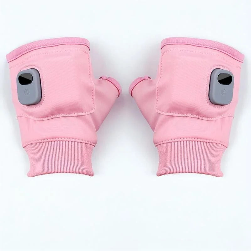 Fingerless Heated Gloves with Three Heat Levels and Rechargeable Battery in Pink Or Black