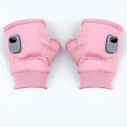 Fingerless Heated Gloves with Three Heat Levels and Rechargeable Battery in Pink Or Black