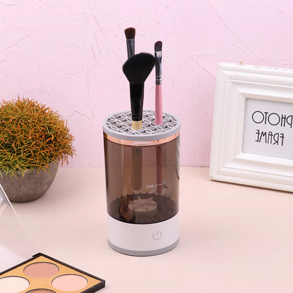 Electric Makeup Brush Cleaner with Spinning Action and Adjustable Holders